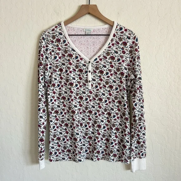 Sundance Floral Waffle Thermal Pajama Set Long Henley Shirt Jogger Pants Medium - Picture 4 of 11